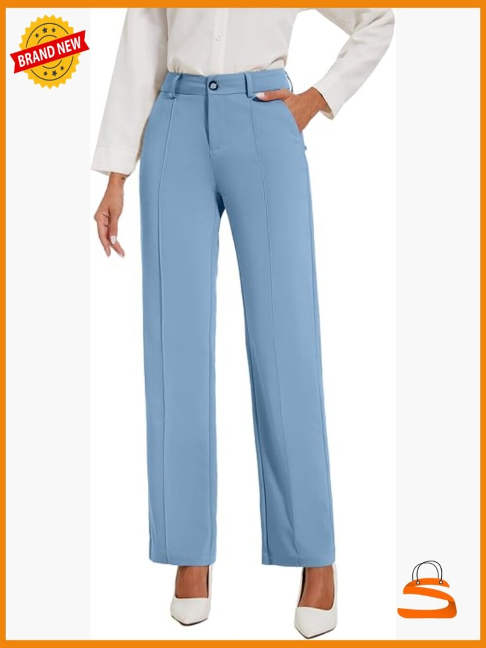Stretchy Work Pants Straight Leg Slacks Business Casual Office